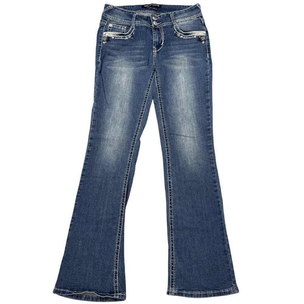 Wallflower Womens Blue Denim Bootcut Jeans Luscious Curvy Fit Mid Rise Size 5